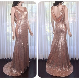 Rose Gold Bridesmaid Dress, Sequin Bridesmaid Dress Long Sequin Dress ...