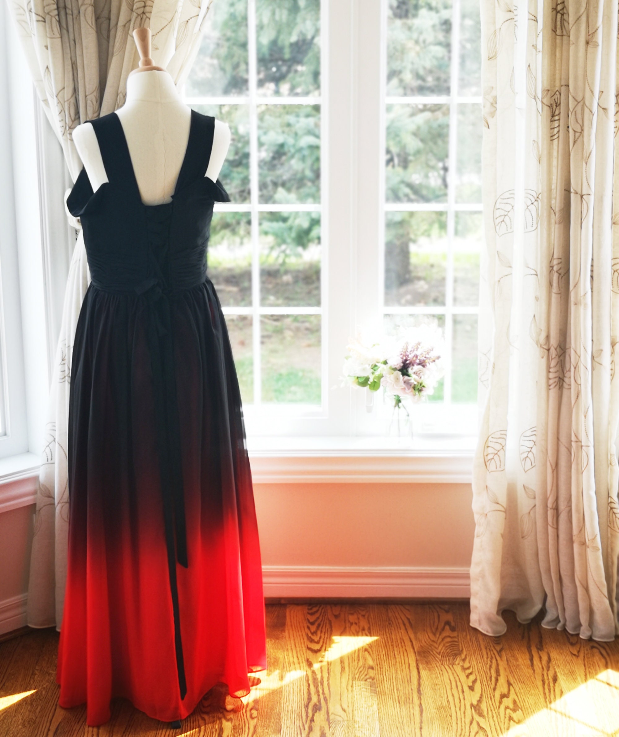 Black bridesmaid dress Red bridesmaid dress Ombre bridesmaid | Etsy