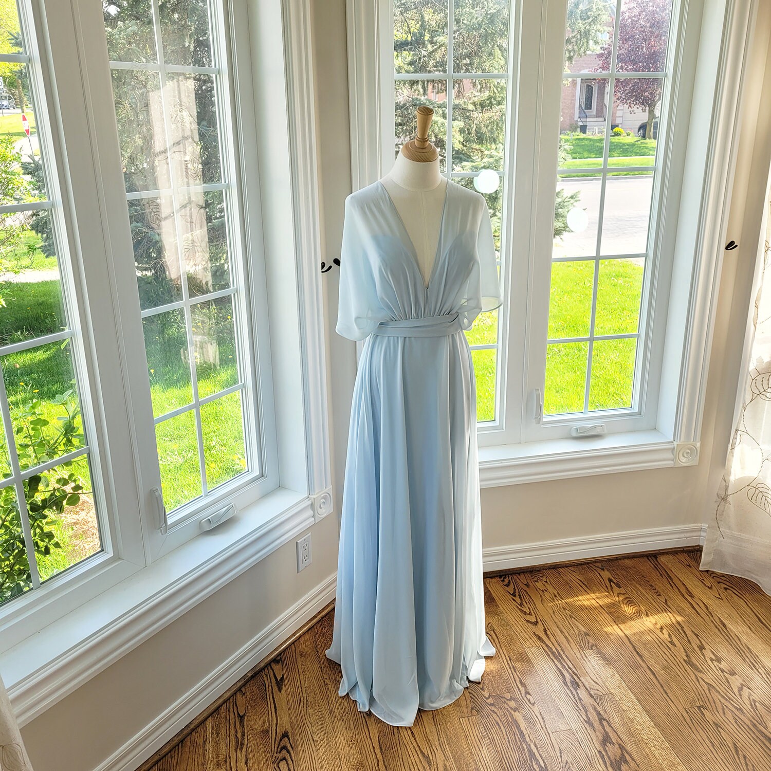Dusty Blue Maxi Infinity Dress, Boho Bridesmaid Convertible Dress Dusty Blue Maxi Infinity Dress, Boho Bridesmaid Convertible Dress