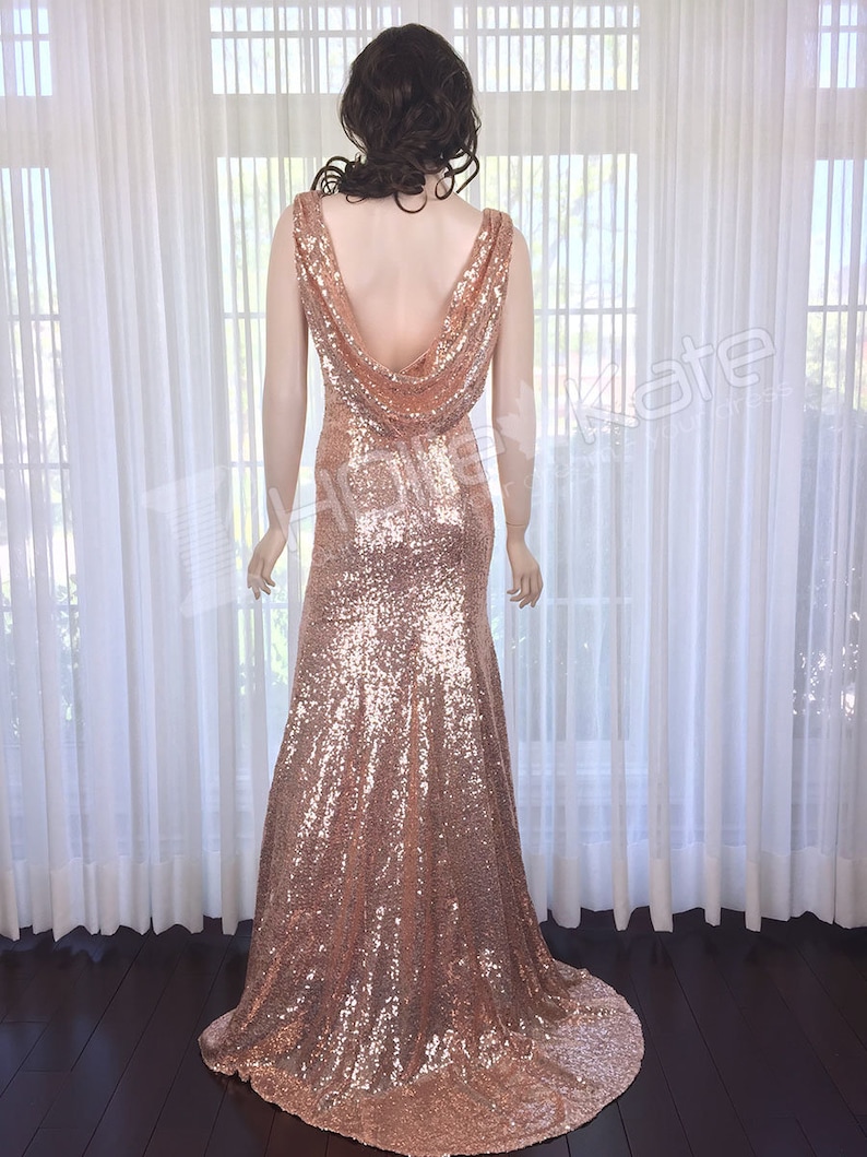 Rose Gold Bridesmaid Dress Sequin Bridesmaid Dress Long - Etsy