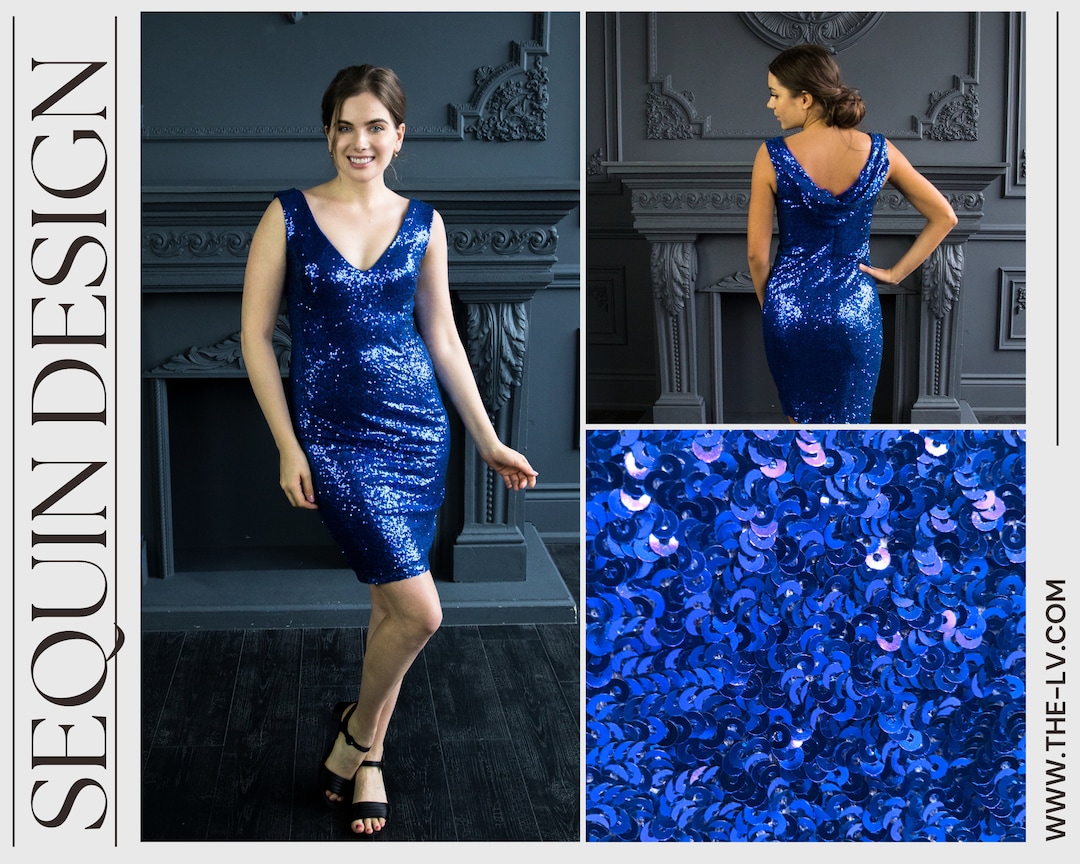 Sequin Cocktail Dresses Royal Blue Bridesmaid Dress Blue Party Dress Sequin Bridesmaid Dress Shimmering V neck Party Dress Etsy Canada