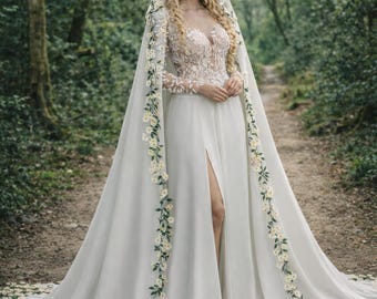 Fairy Garden Wedding Dress with Matching Floral Cape | Woodland Bride & Ethereal Wedding
