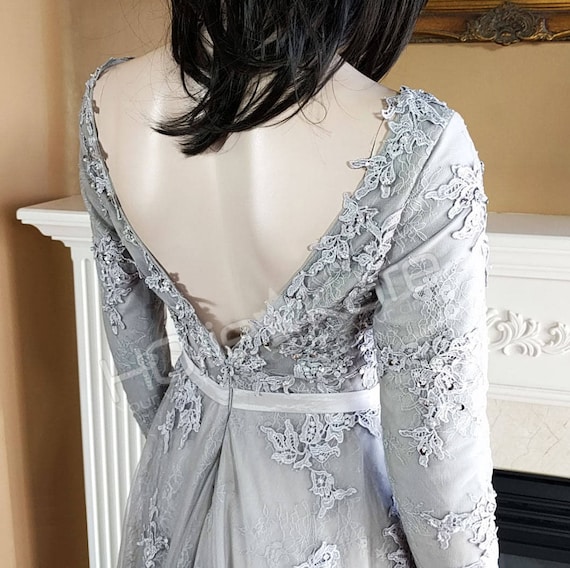 fitted lace wedding dress Long Sleeve Formal Dress Evening Gown – The Dress Outlet main image 1