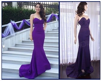 Purple prom dress, mermaid prom dress, homecoming dress, wedding guest dress, purple formal dress, purple evening dress