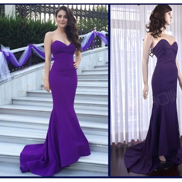 Purple bridesmaid dress, plus size formal dress, purple evening dress, sexy prom dress