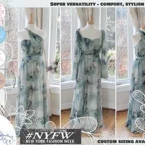 Florales Brautjungfernkleid, salbeigrünes Brautjungfernkleid, Cabrio-Kleid, Infinity-Kleid, Multiway-Brautjungfernkleid, Multiway-Kleid