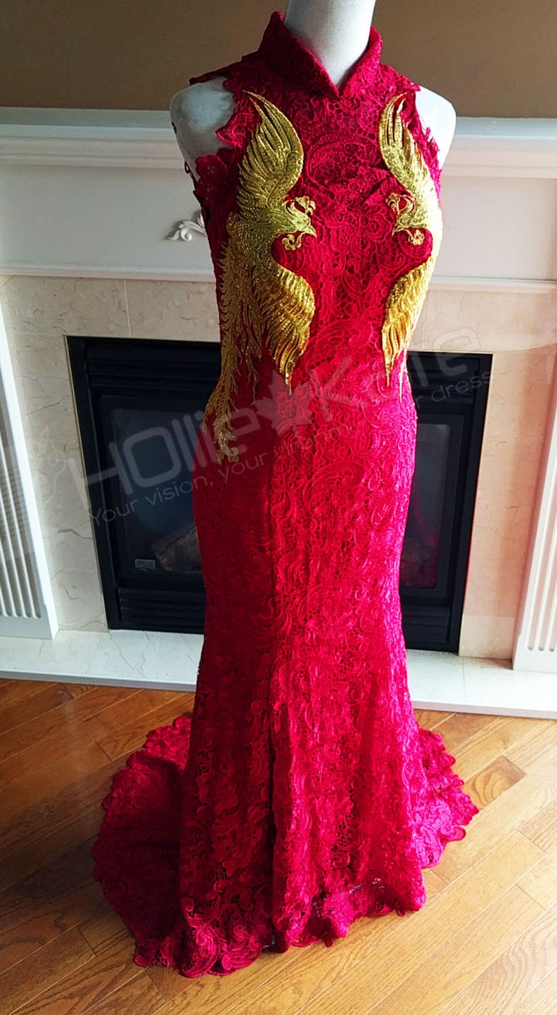 Burgundy wedding Burgundy gold lace wedding dress Red | Etsy