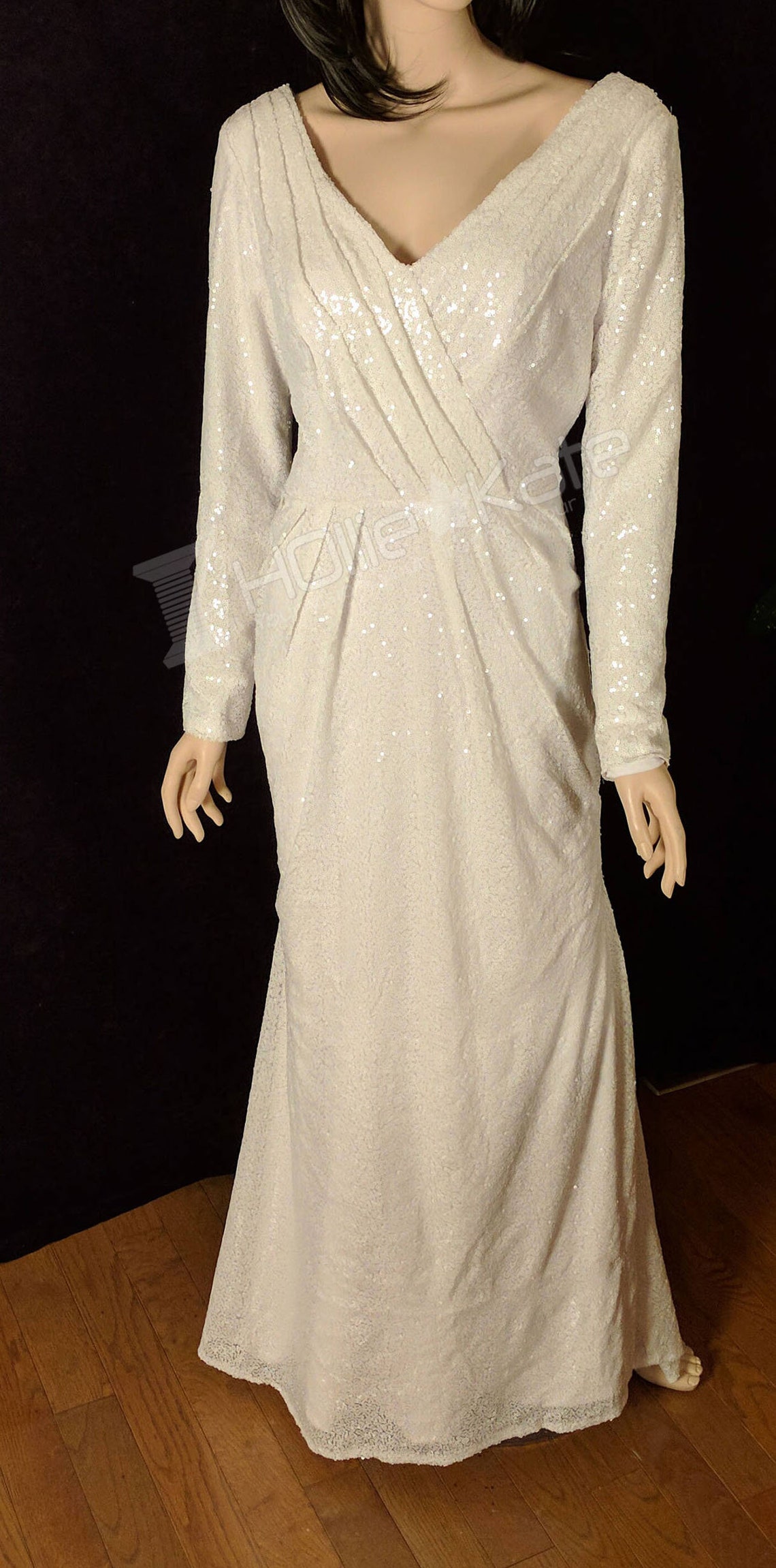 White Sequin Wedding Dress Sequin Reception Gown Mother of Etsy