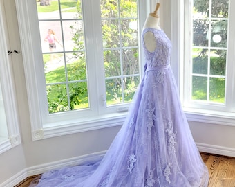 Purple Wedding Dress embroidered wedding dress lace boho wedding dress bohemian wedding dress tulle wedding dress