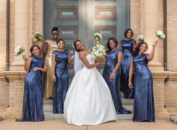 dark blue wedding dress