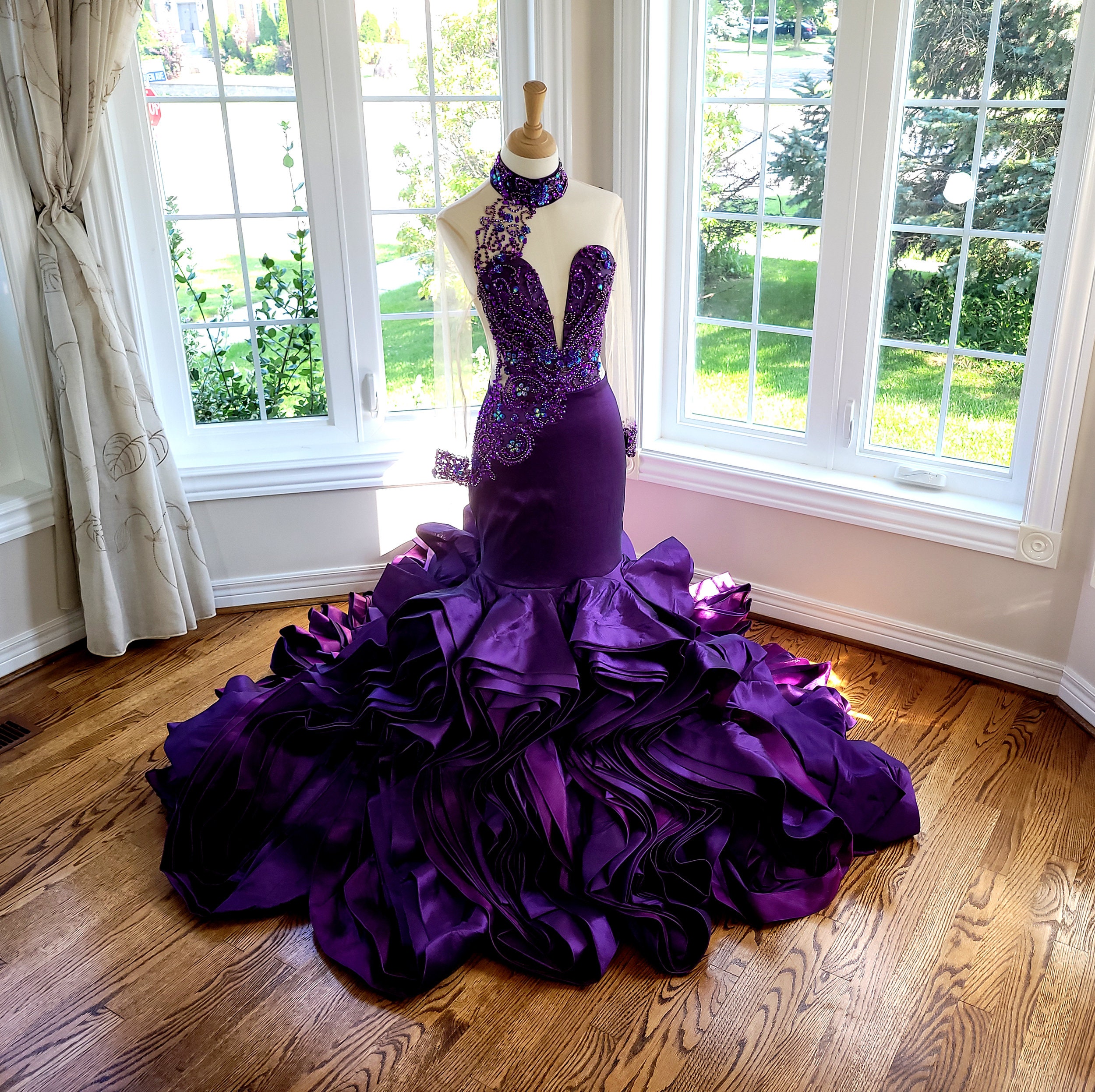 mermaid purple wedding dress Strapless Purple Mermaid Wedding Dress