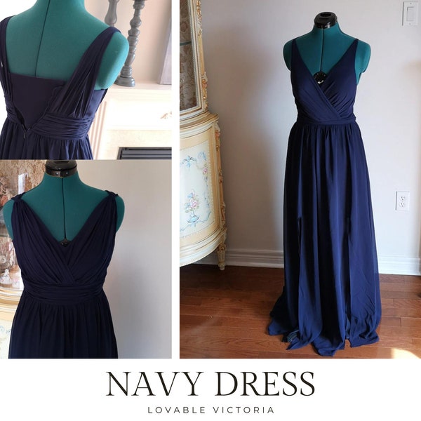 boho maxi dresses, Maxi navy blue dress, Navy blue bridesmaids dress chiffon maxi dress, bridesmaids dresses in blue, boho midi dress