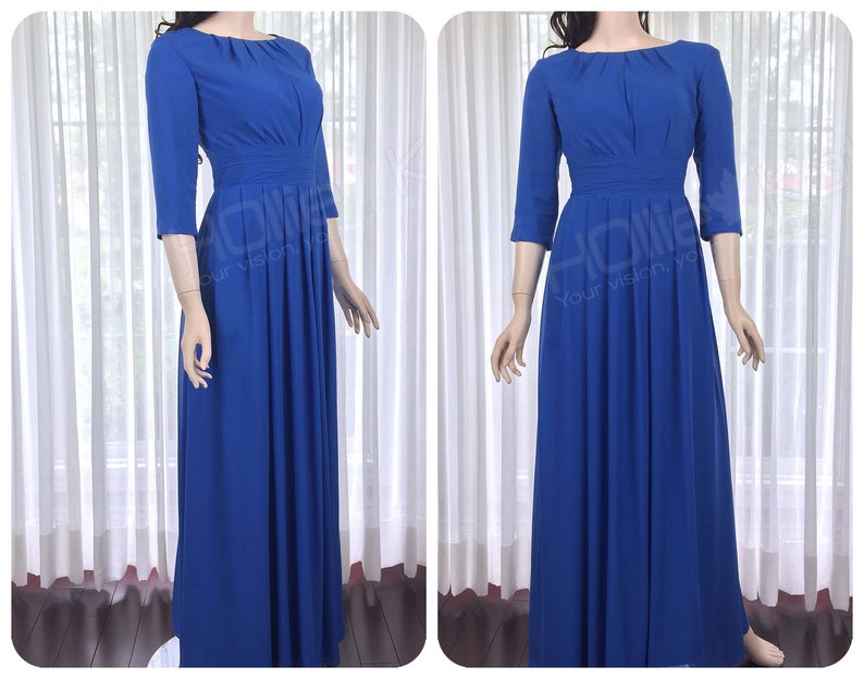 royal blue long sleeve bridesmaid dresses