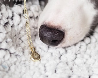 Solid Gold Dog Nose Print Necklace: Bespoke Pet Memorial Jewellery