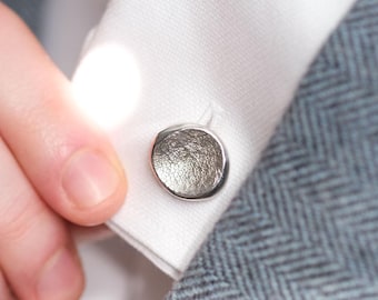 Pet Impression Cufflinks in Sterling Silver, Dog Nose Print Cufflinks