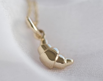 Solid Gold Croissant Necklace: Handmade 9ct Gold Charm
