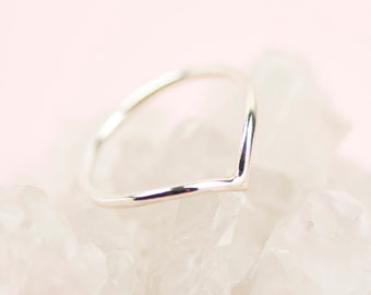 Wishbone Ring, Sterling Silver Stacking Ring, Silver Chevron Ring, Midi Ring, Simple Midi Ring, Delicate Midi Ring, Jewellery for Women