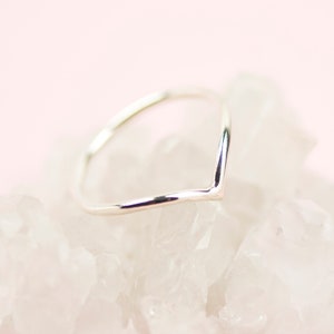 Wishbone Ring, Sterling Silver Stacking Ring, Silver Chevron Ring, Midi Ring, Simple Midi Ring, Delicate Midi Ring, Jewellery for Women image 1