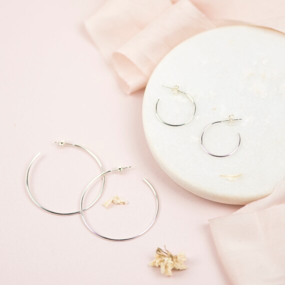 Sterling Silver Hoop Earrings, Silver Hoop Earrings, Large Hoop Earrings, Simple Hoop Earrings, Minimalist Earrings, Small Hoop Earrings