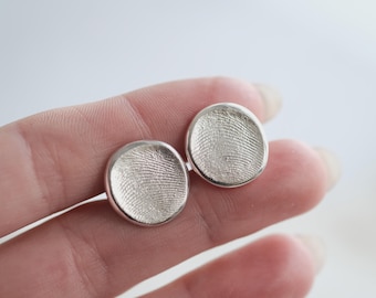 Fingerprint Cufflinks in Sterling Silver, Wedding Cufflinks