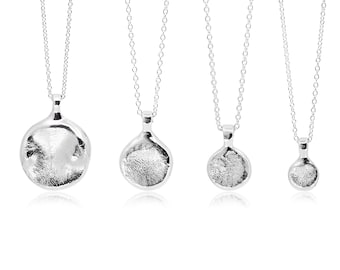 Sterling Silver Dog Nose Print Necklace: Bespoke Pet Memorial Jewellery