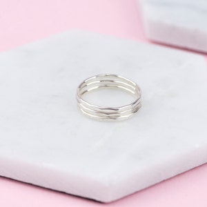 Sterling Silver Dainty Hammered Stacking Rings, Silver Stacking Ring ...