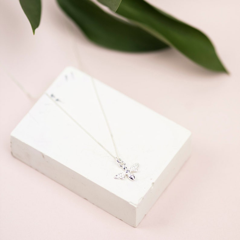 Sterling Silver Bee Necklace, Honey Bee Necklace, Boho Necklace, Bee Jewellery, Necklaces for Women, Gifts for Her, Dainty Necklace image 1