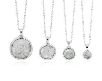 Sterling Silver Fingerprint Necklace: Custom Memorial Jewellery