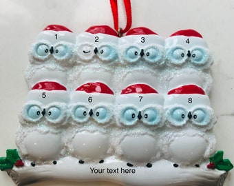 Personalised family Christmas decoration ornament bauble owls 8, gift 2021