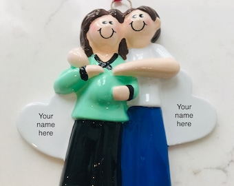 Personalised pregnant couple decoration ornament bauble keepsake bump 2021