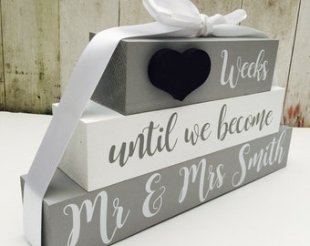 Personalised wedding countdown chalkboard engagement gift present