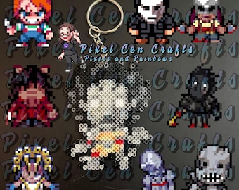 DBD Inspired Killer Chibi Perler Keychains, Magnets, Ornaments, Charms, Sprites