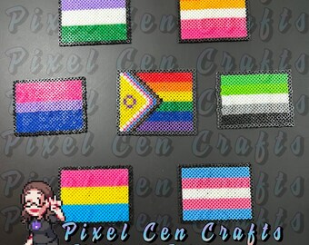 Queer Flag  Perler Keychains, Magnets, Ornaments, Charms, Sprites
