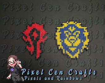 Warcraft Horde and Alliance Inspired Perler Keychains, Magnets, Ornaments, Charms, Sprites