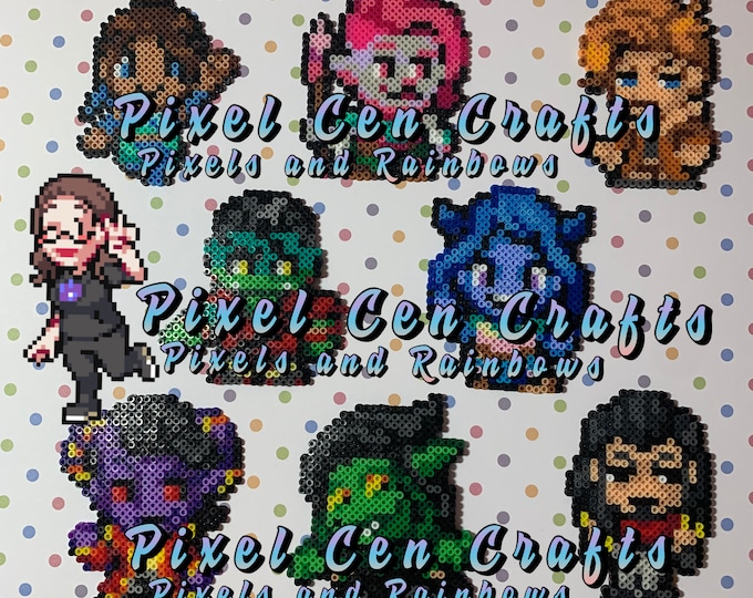 Featured listing image: Critical Role Character Inspired Mini Perler Sprites, Ornaments, Keychains, Charms, Magnets - Campaign 2