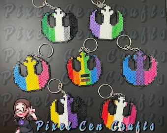 Queer Flag Rebel Alliance Perler Keychains, Magnets, Ornaments, Charms, Sprites