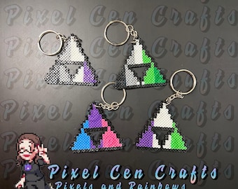 Queer Flag Tri-Force Perler Keychains, Magnets, Ornaments, Charms, Sprites