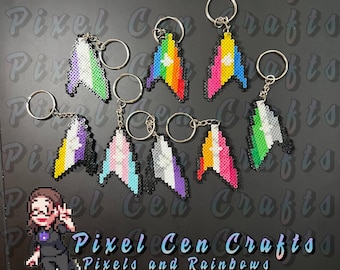 Queer Flag Star Trek Perler Keychains, Magnets, Ornaments, Charms, Sprites