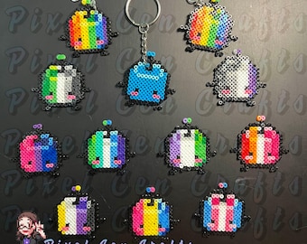 Stardew Valley Junimo Pride Perler Charms, Clip-on Earrings, Keychains, Magnets, Sprites