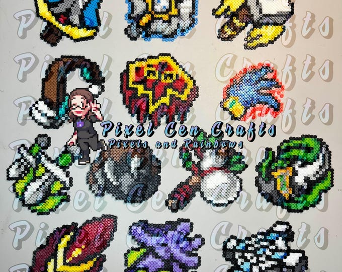 Featured listing image: Warcraft Class Icon Inspired Perler Keychains, Magnets, Ornaments, Charms, Sprites