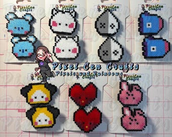 BT 21 Inspired Perler Bead Hair Clips, magnets, keychains