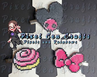 Hello Kitty Inspired Perler Bead Hair Clips