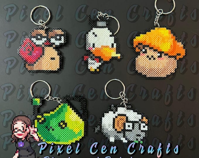 Featured listing image: Maplestory Monsters Inspired Perler Keychains, Magnets, Ornaments, Charms, Sprites