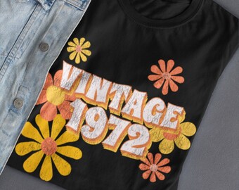 50th Birthday Tee, Vintage 1972 Shirt, Retro Clothing Women 50th Birthday Gift 50th Fiesta Women 50 TShirt Celebration Party Vintage T2