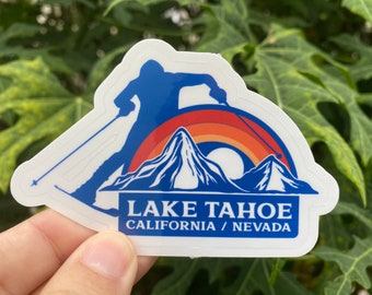 Lake Tahoe Sticker, Tahoe Ski, Skiing Art, Gift for Skiing, Lake Tahoe Travel, Skiing California Nevada, Ski Resort Snowboarding Love Winter