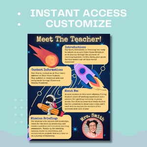 Meet the Teacher Template Outer Space, Editable Space Template, Teacher ...