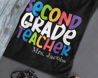 Personalized Teacher, Second Grade Teacher Shirt, 2nd Grade Team, Second Grade Tshirt, Second Grade Tee, Second Grade, Back to School
