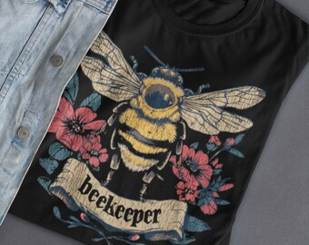 Beekeeper T-Shirt: Women's Honeybee Keeper Tee, Distressed Design