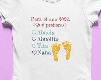 Anuncio de Bebé, Großeltern Baby Schwangerschaft Ankündigung Abuelita Abuela Tita Schwangerschaft Ankündigung Anuncio de Embarazo Bodysuit