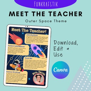 Meet the Teacher Template Outer Space, Editable Space Template, Teacher ...